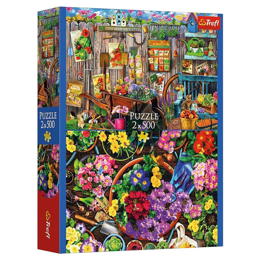 Working in the Garden Two in One Deluxe Five Hundred Piece Jigsaw Puzzle Box Set
