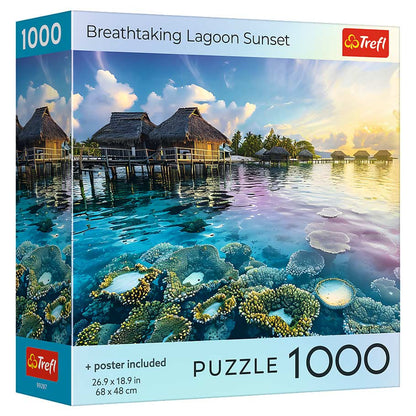 Trefl Red Tahiti Sunset One Thousand Piece Tropical Landscape Jigsaw Puzzle Box Packaging