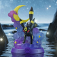 Animated character with black, yellow, and purple colors on a starry night background