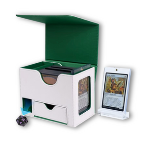 White & Green TCG Deck Box with Dice Tower & Commander Window