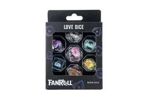 Love/Hearts Resin Dice Set | 7-Piece Polyhedral Set in Premium Box