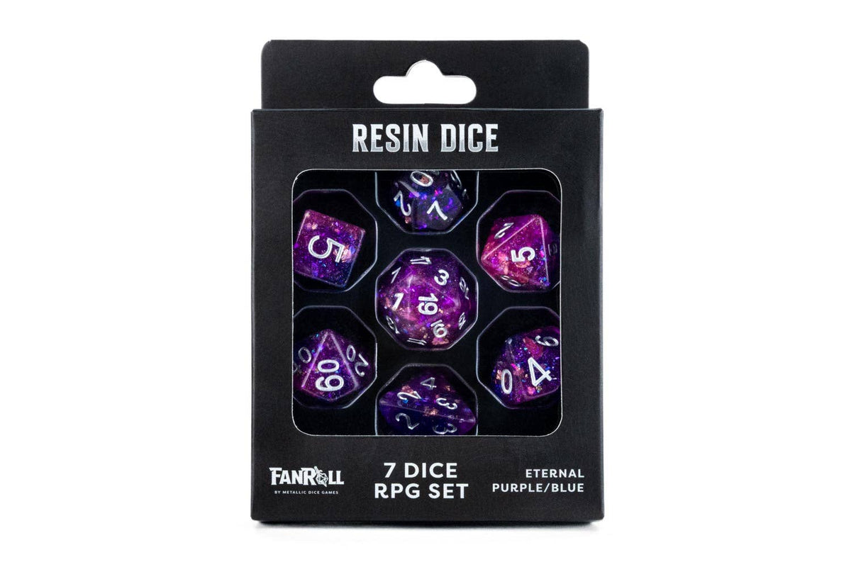 ternal Purple/Blue Resin Dice Set | 7-Piece Polyhedral Set in Premium Box