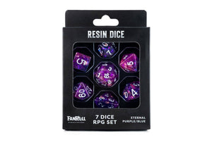 ternal Purple/Blue Resin Dice Set | 7-Piece Polyhedral Set in Premium Box