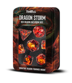 Dragon Storm Inclusion Resin Dice Set (Red Dragon) | 7-Piece 16mm Polyhedral Set