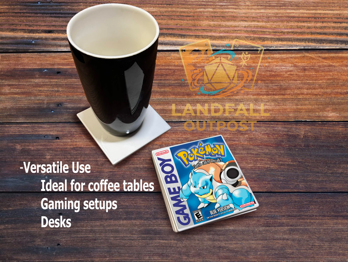 Retro Handheld "Electric Yellow" Ceramic Coaster - 4x4 Water-Resistant Gaming Decor