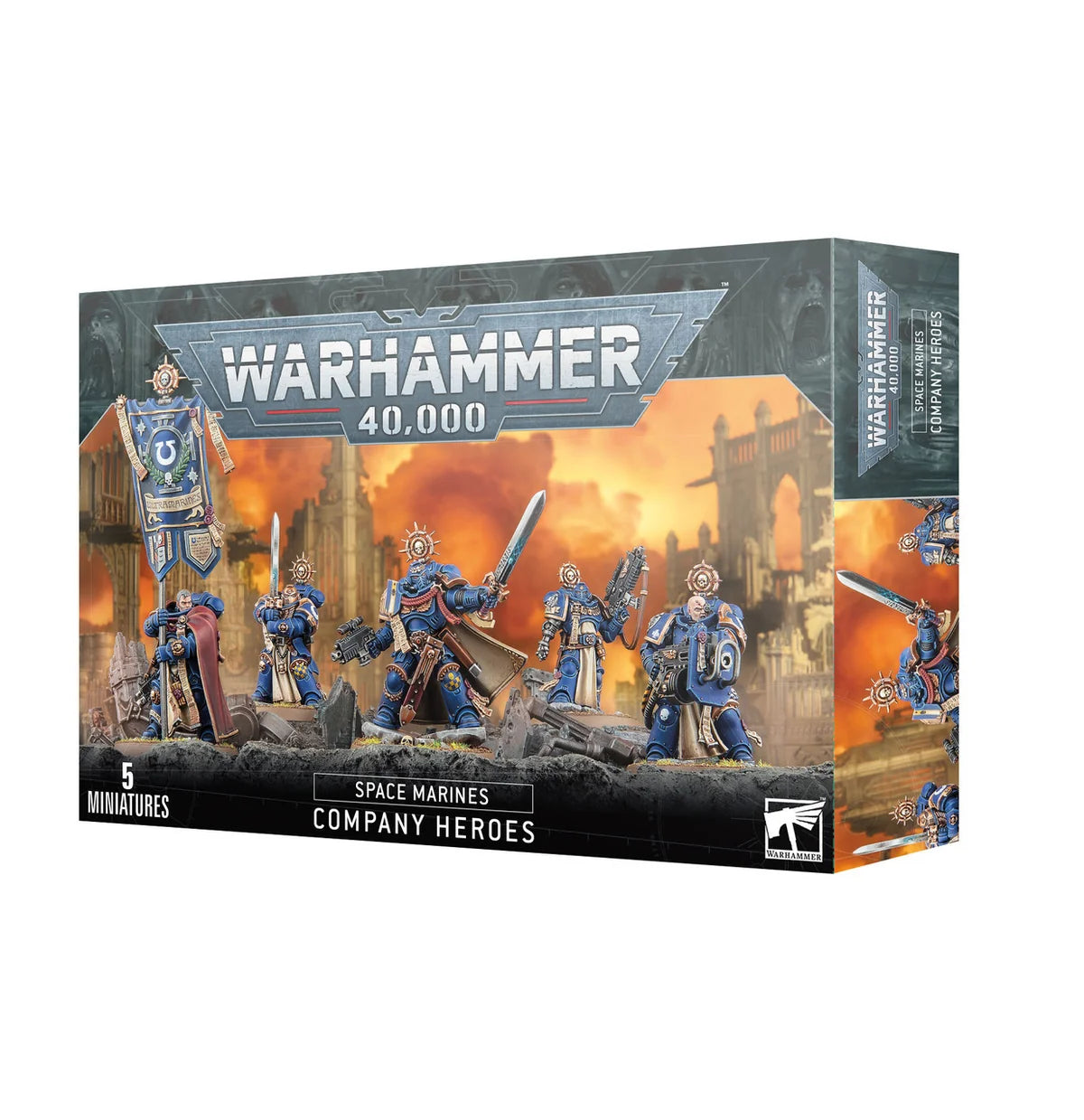 Warhammer 40k Space Marines Company Heroes Set featuring Captain and Elite Retinue Miniatures