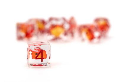 Dragon Storm Inclusion Resin Dice Set (Red Dragon) | 7-Piece 16mm Polyhedral Set