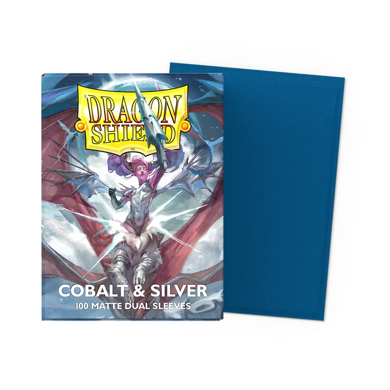 Dragon Shield Sleeves: Standard Matte Dual - Cobalt & Silver (100ct)