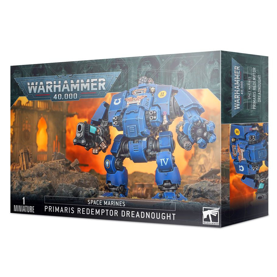 Warhammer 40000 Space Marines Primaris Redemptor Dreadnought Multipart Plastic Miniature Box Packaging