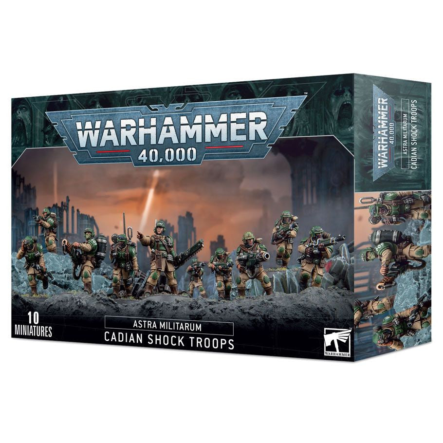 Warhammer 40000 Astra Militarum Cadian Shock Troops Multipart Plastic Miniatures Box Packaging
