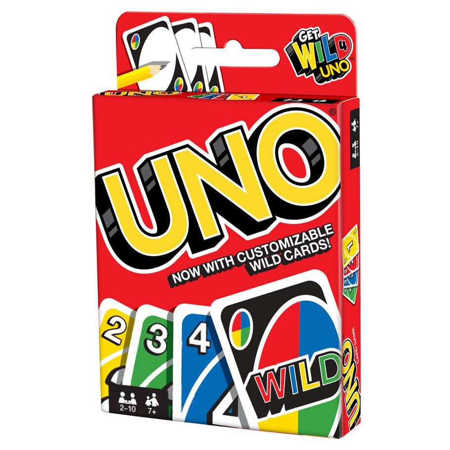 UNO Classic Family Card Game Main Box Packaging and One Hundred and Eight Card Deck