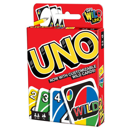 UNO Classic Family Card Game Main Box Packaging and One Hundred and Eight Card Deck