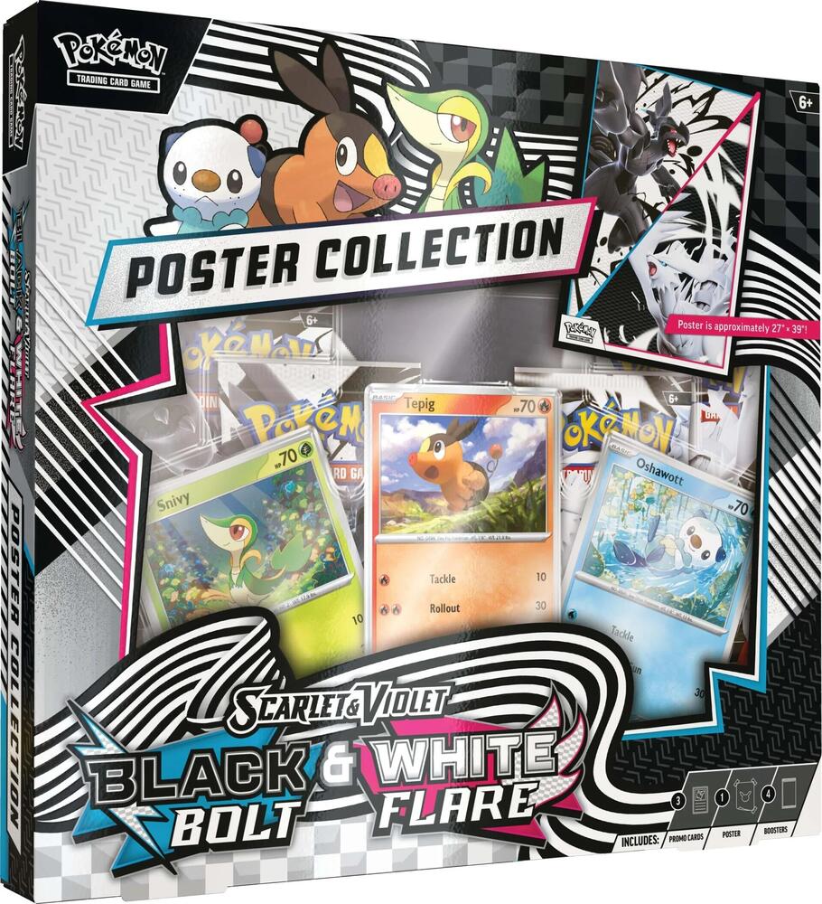 Pokémon TCG Unova Poster Collection box showcasing Snivy Tepig and Oshawott promo cards and poster artwork