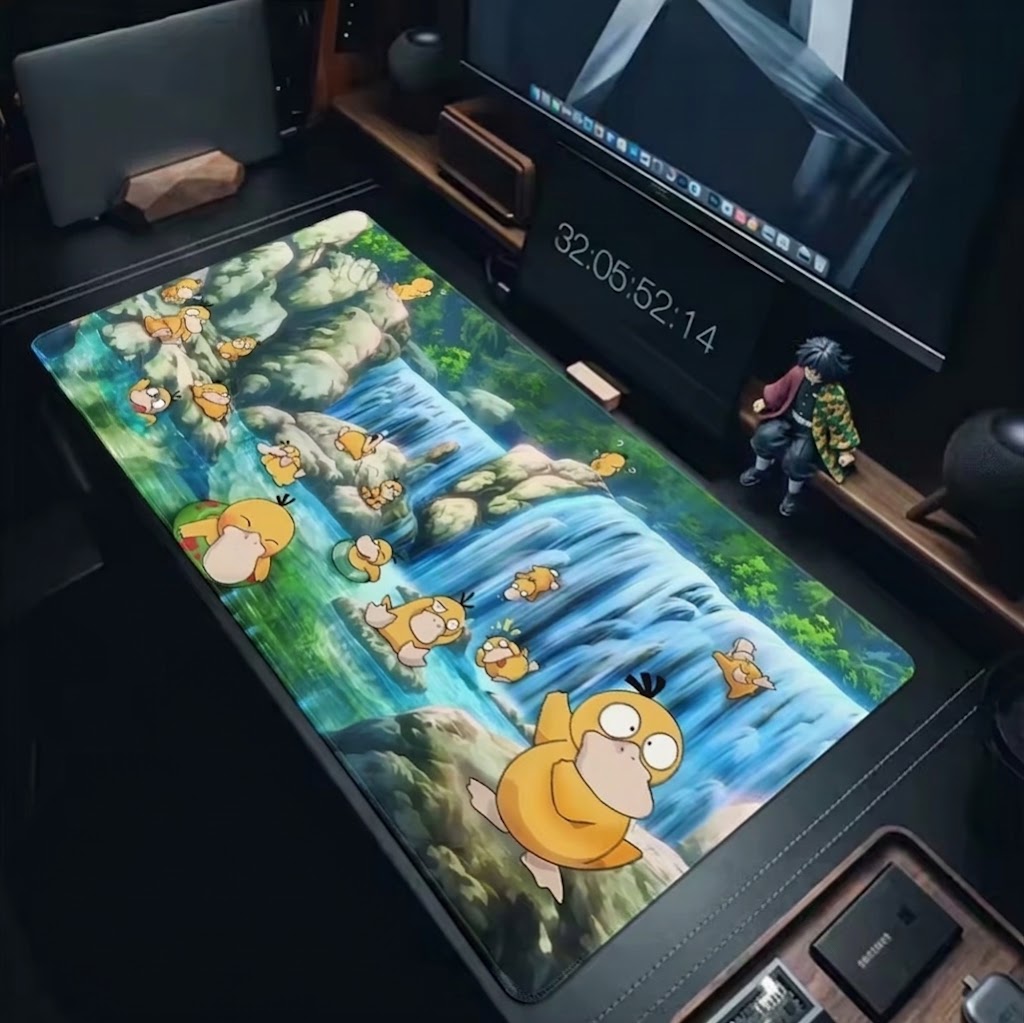 Bring serene energy to your setup with the Psyduck Waterfall XXL Desk Mat! Features detailed nature artwork, micro-weave precision, and a non-slip base.