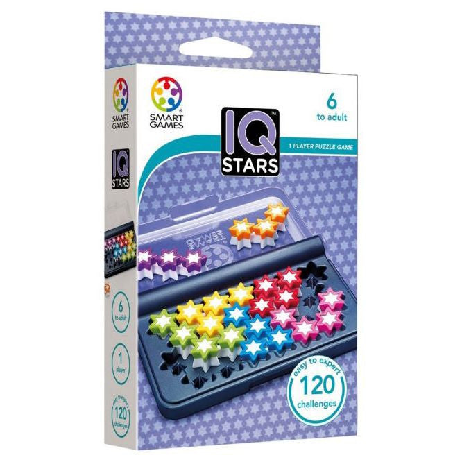 SmartGames IQ Stars Compact Single Player Travel Logic Puzzle Game with Colorful Star Pieces
